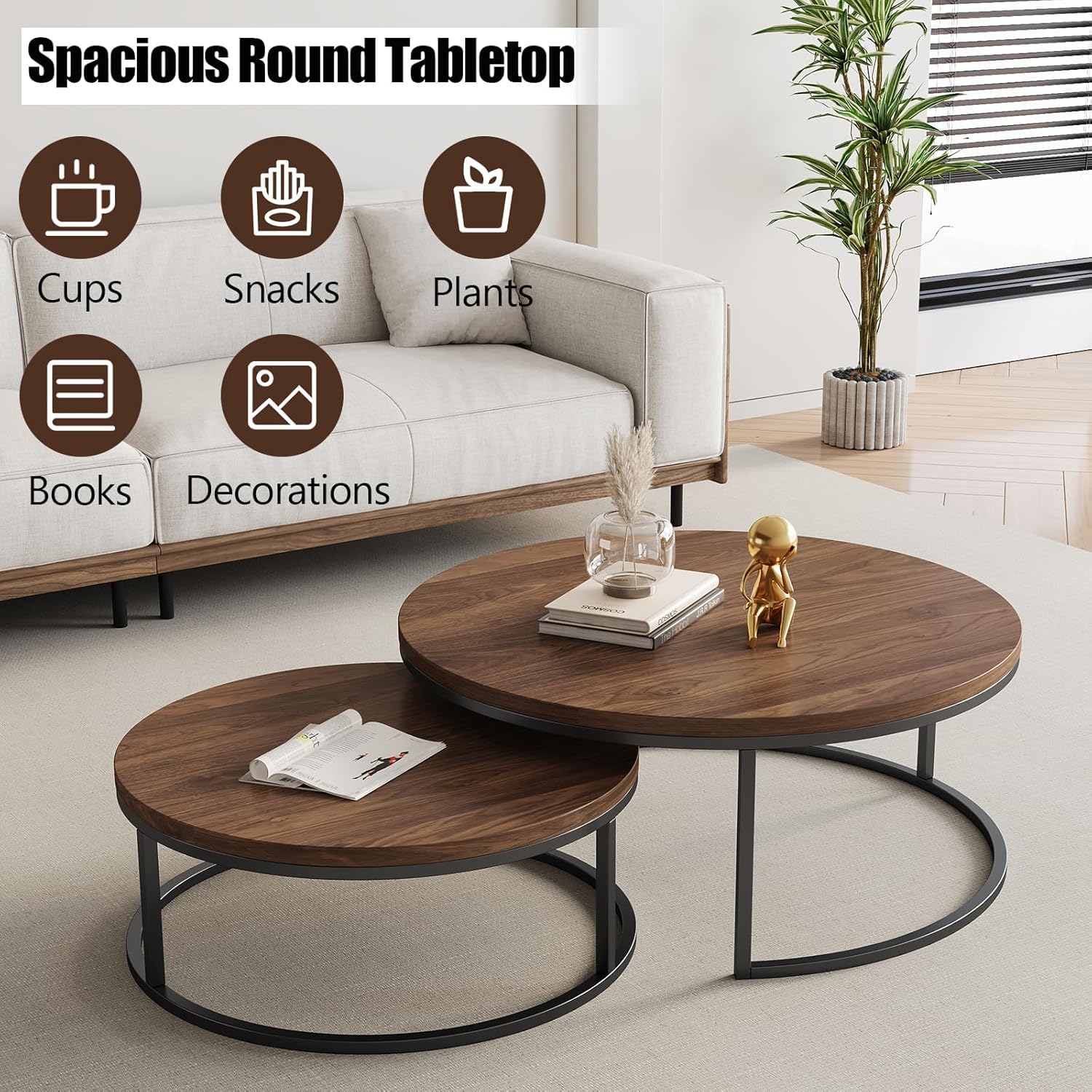 Round Nesting Coffee Table Set of 2