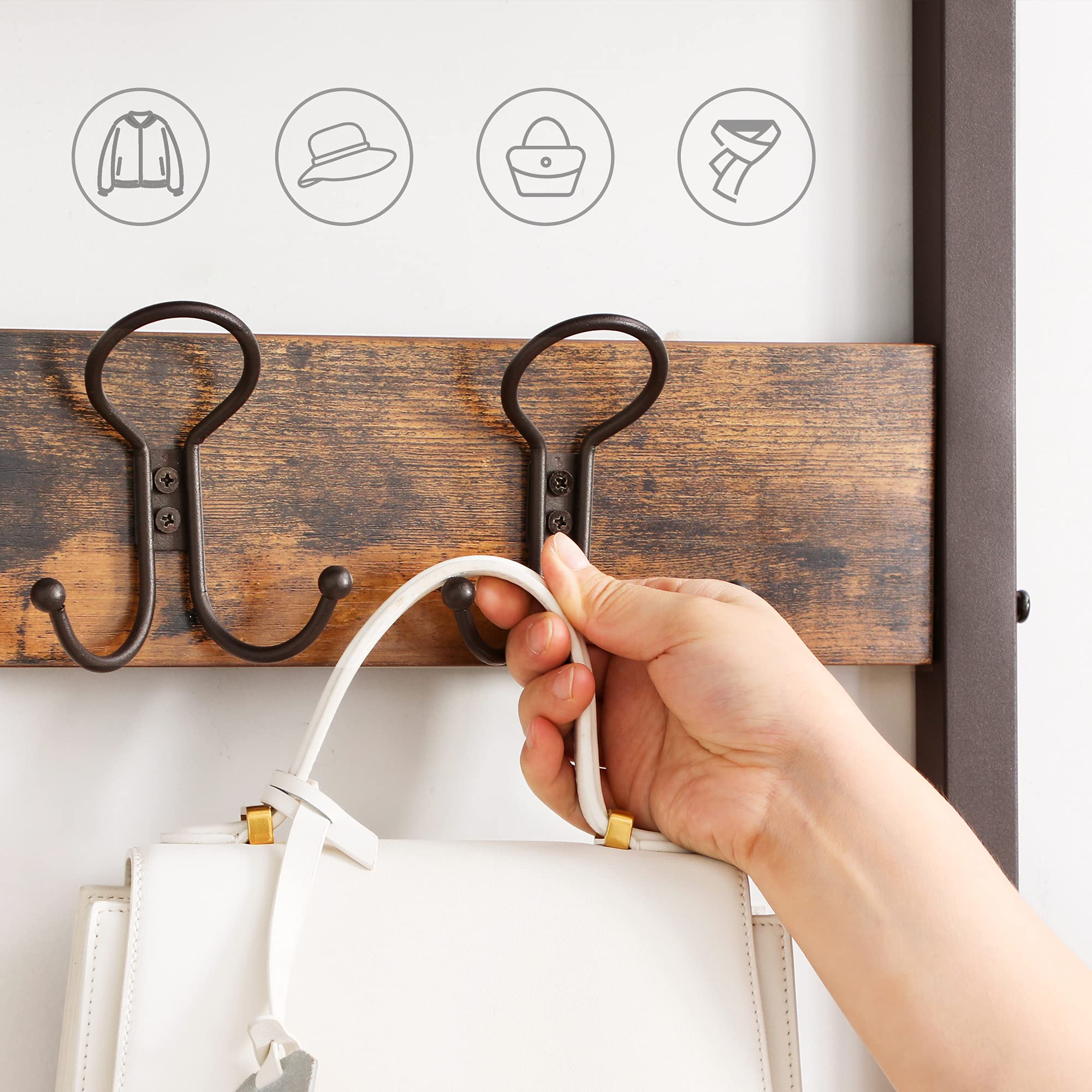 3-in-1 Hall Tree Entryway Bench with Coat Rack and Storage Shelves