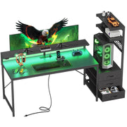 61.7" Gaming Desk with LED Lights and Outlets