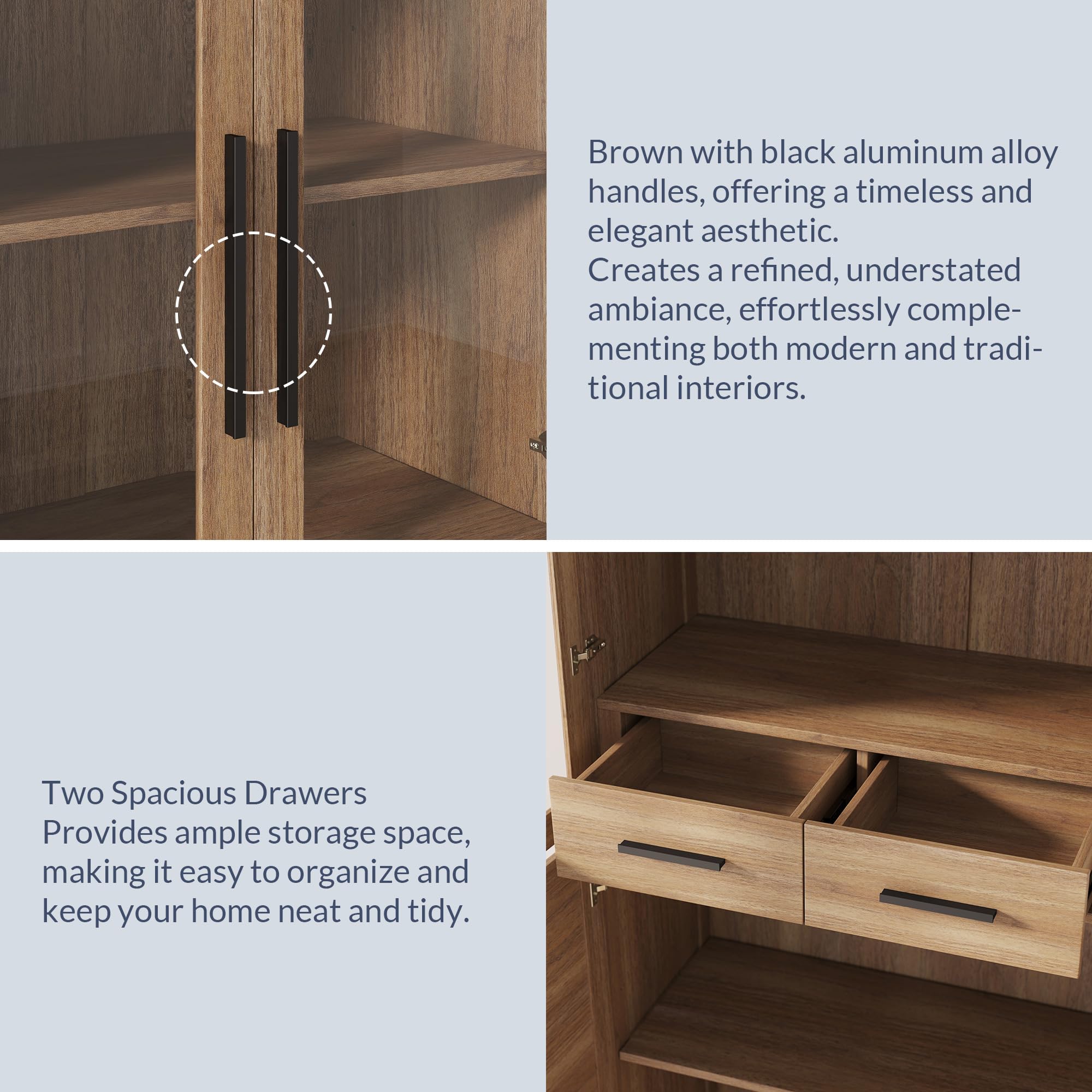 72" Storage Cabinet with Adjustable Shelves and Drawers