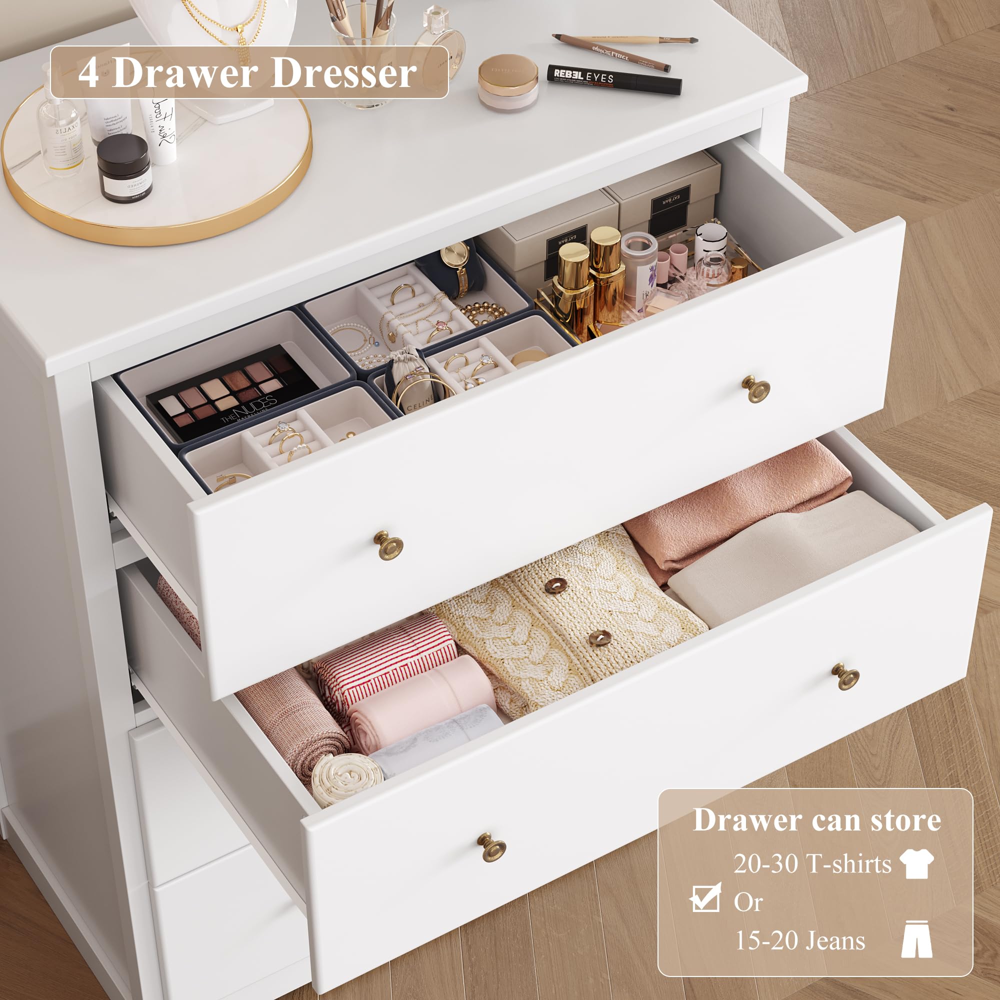 4 Drawer Dresser Chest Storage Cabinet