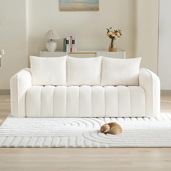 Modern Corduroy Living Room Set - Loveseat with 2 Single Chairs