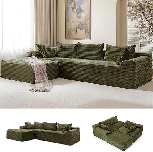 110" L-Shaped Modular Sectional Sofa with Chaise