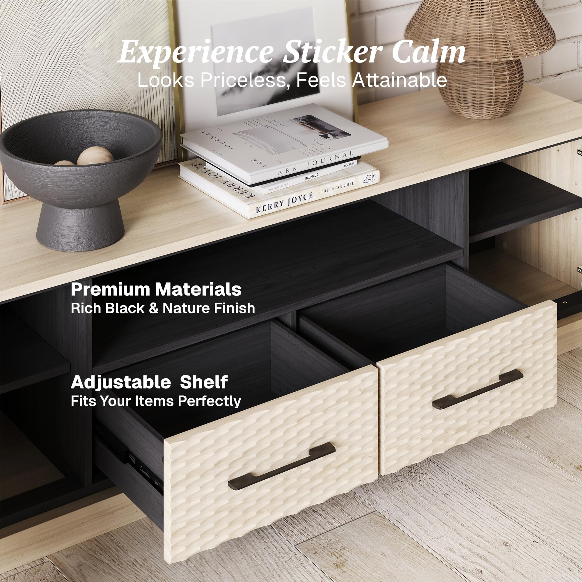 68" Embossed TV Stand for TVs Up to 75"