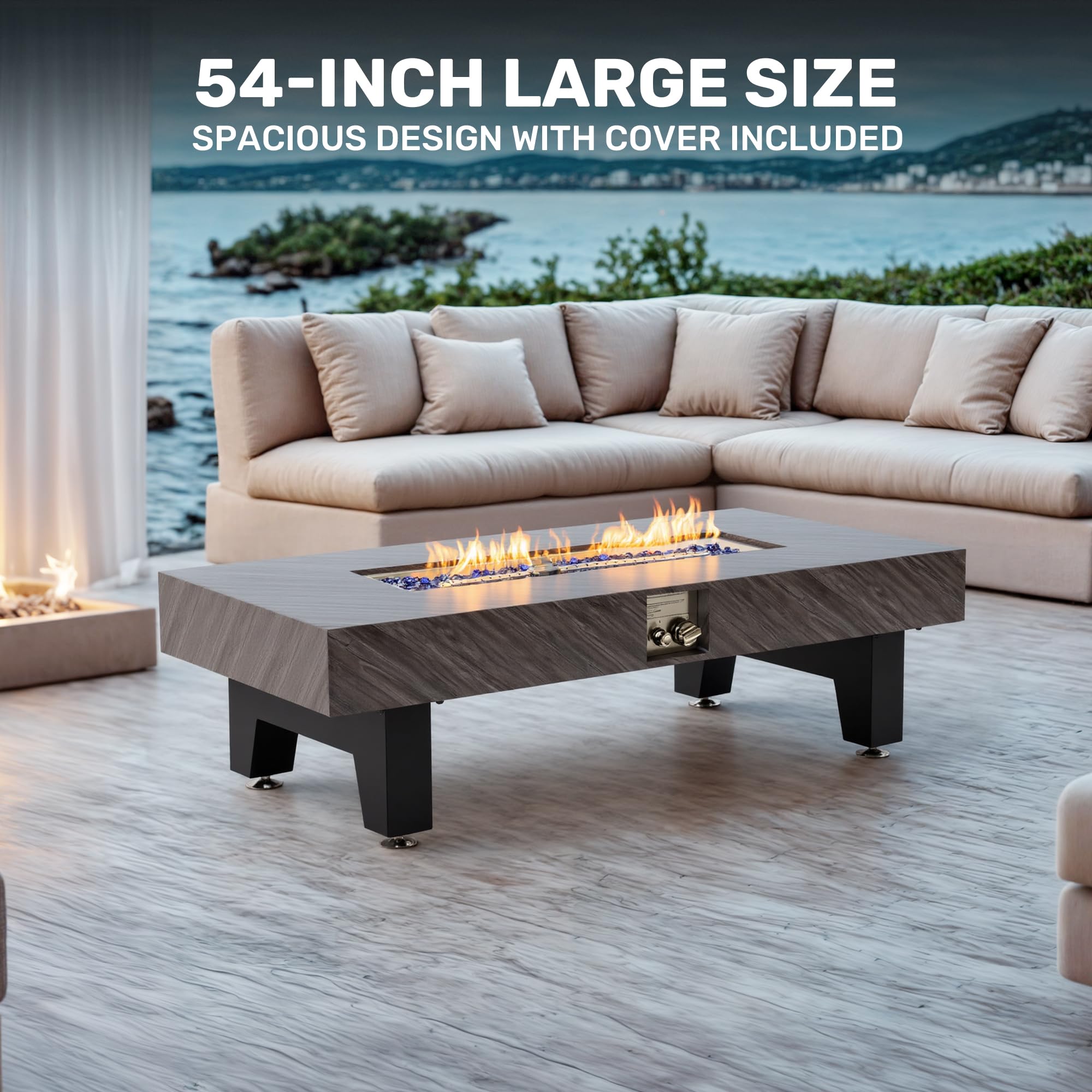 54" Rectangular Propane Fire Pit Table