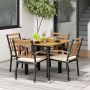 5-Piece Patio Dining Set with Cushions and Umbrella Hole