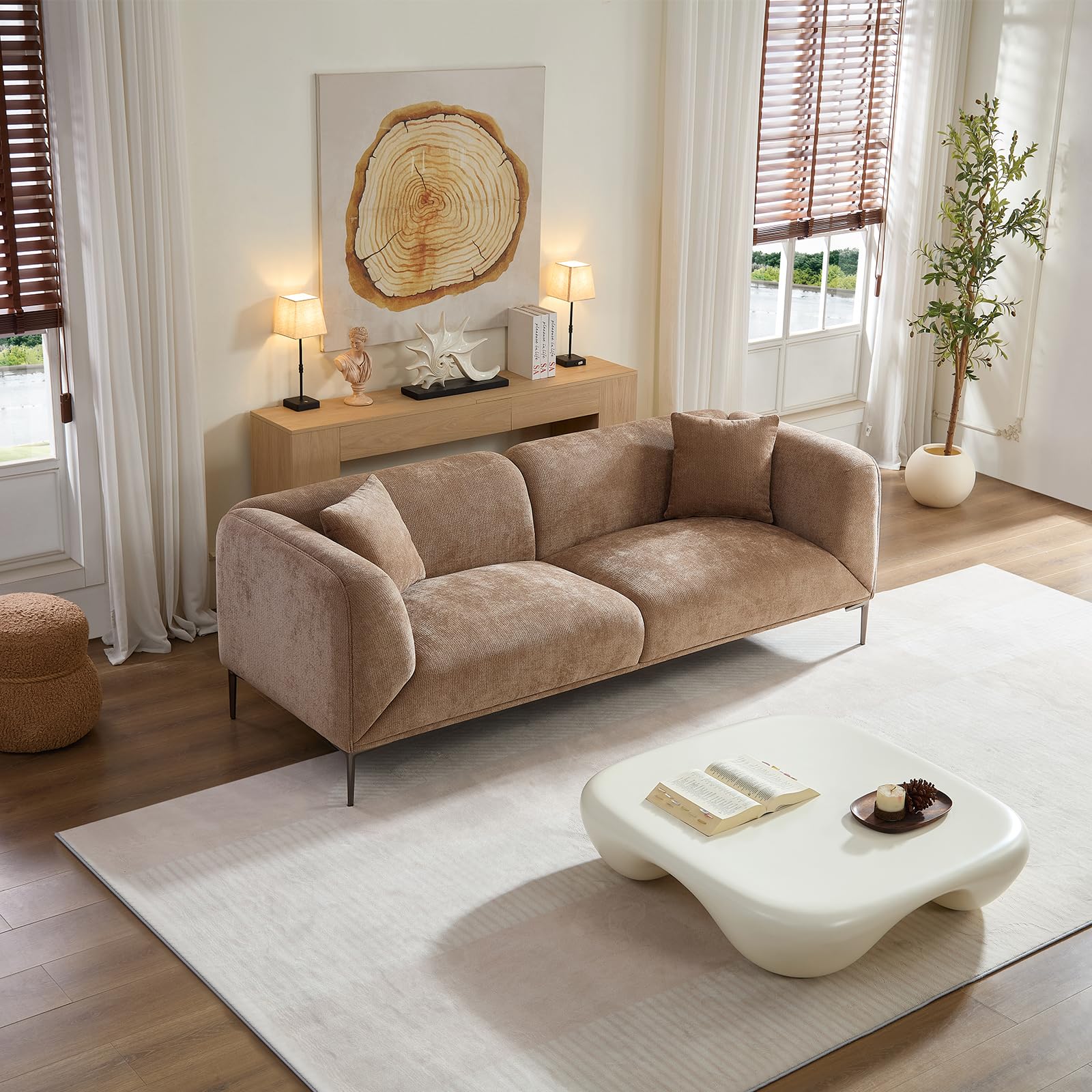 Modern Boucle 3-Seater Sofa with Deep Seats