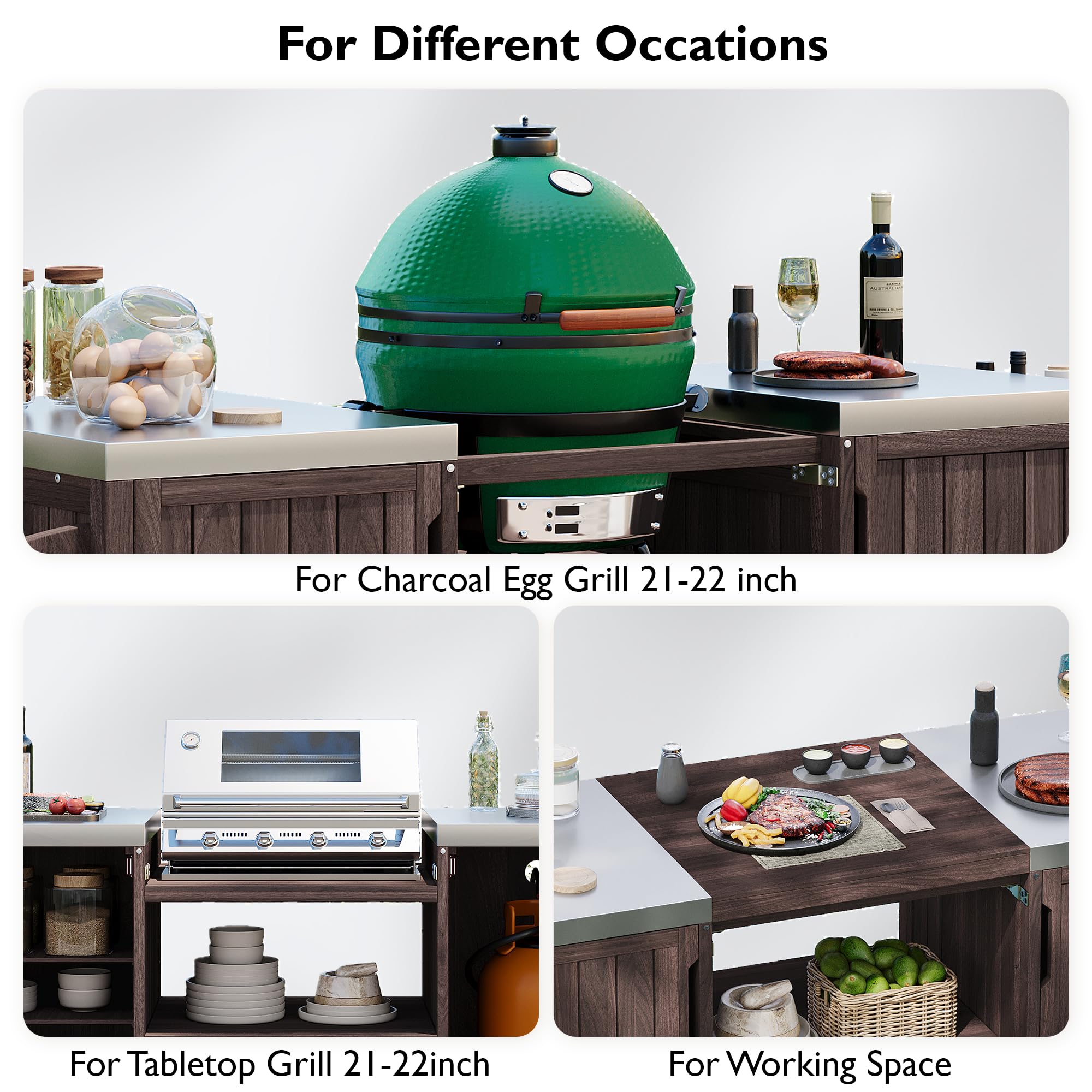 Outdoor Grill Table with Stainless Steel Top