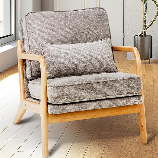 Mid-Century Accent Chair Set of 2 with Lumbar Pillow