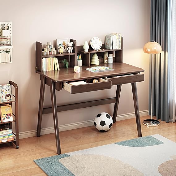 Kids Study Desk with Bookshelf and Drawers