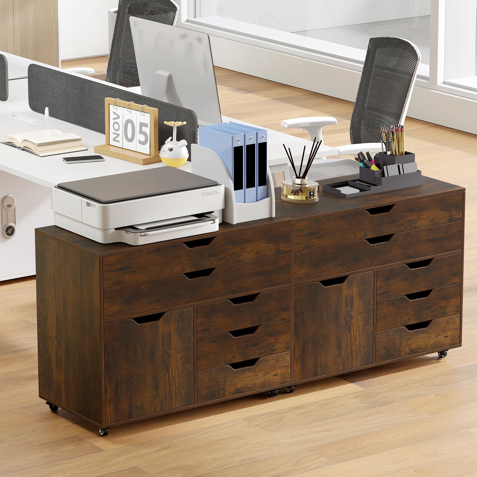 5-Drawer Mobile File Cabinet with Wheels