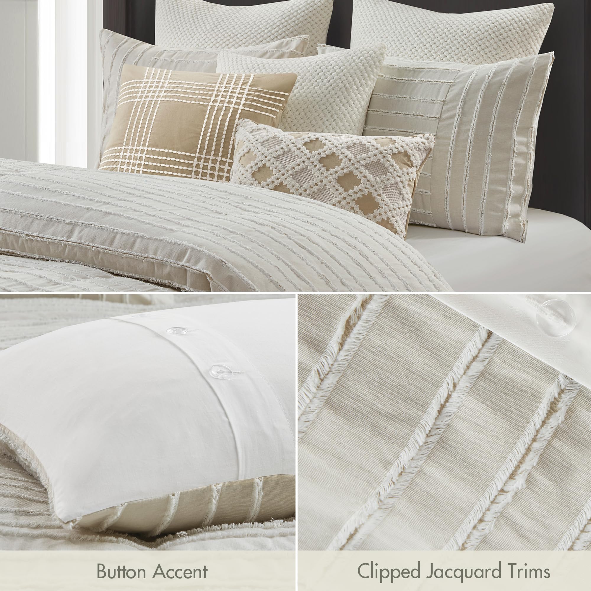 9-Piece King Comforter Set with Clipped Jacquard Stripes