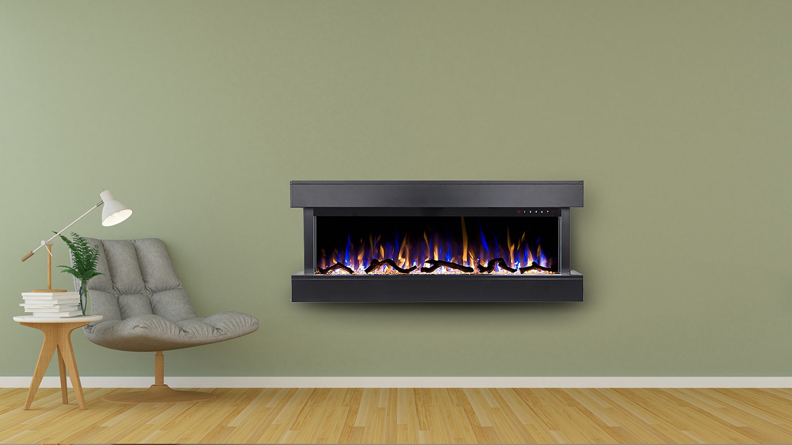 50" Smart Electric Fireplace with Black Floating Mantle