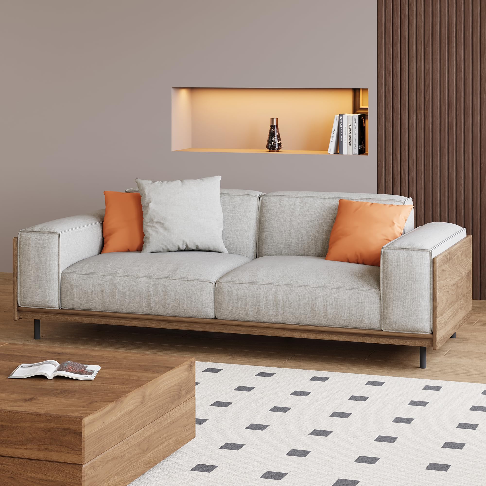 Mid-Century Modern 2-Seater Fabric Sofa