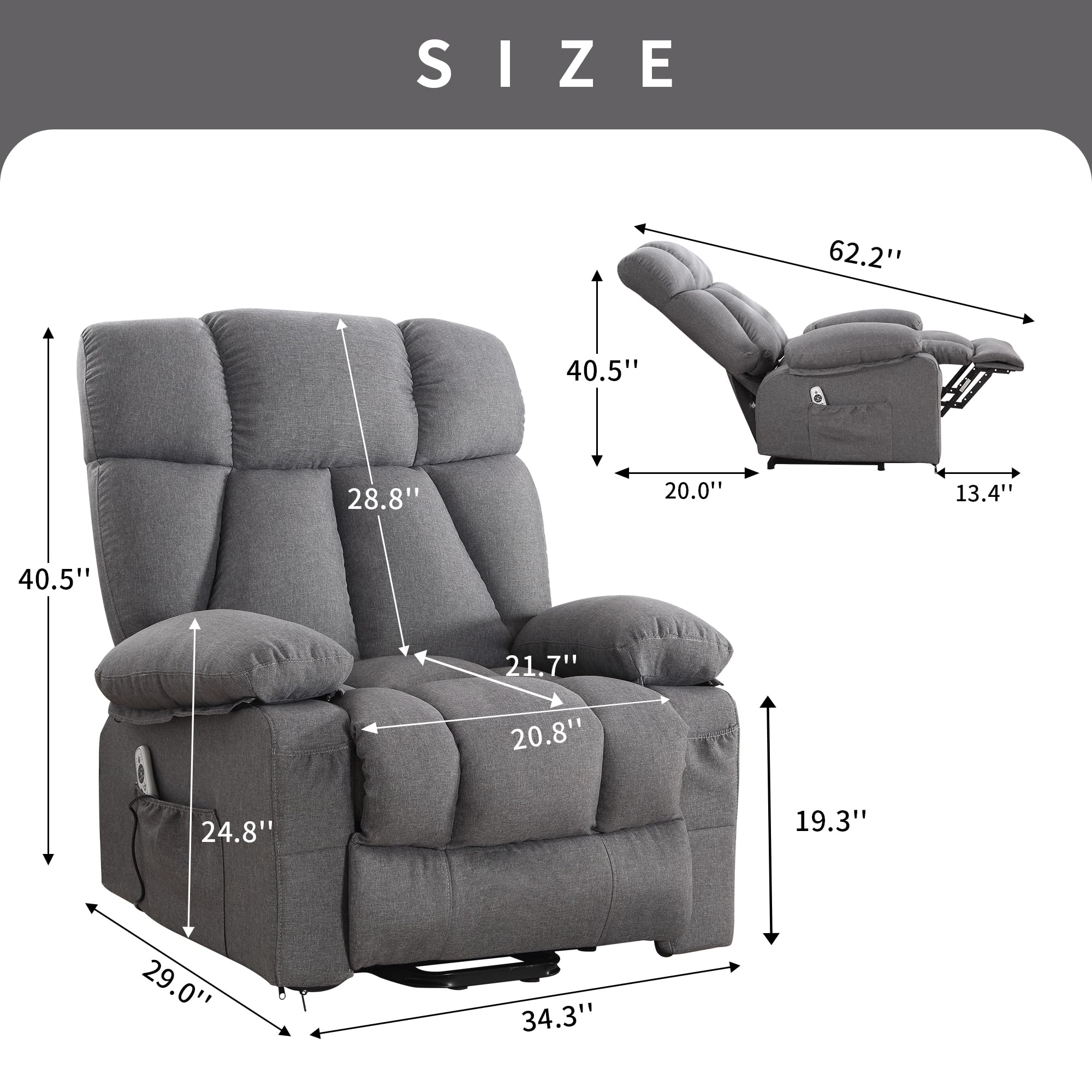 Power Lift Recliner Chair with Massage and Heat