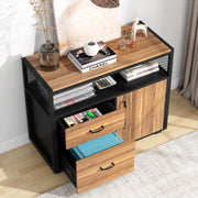 Lockable Lateral File Cabinet with Drawers