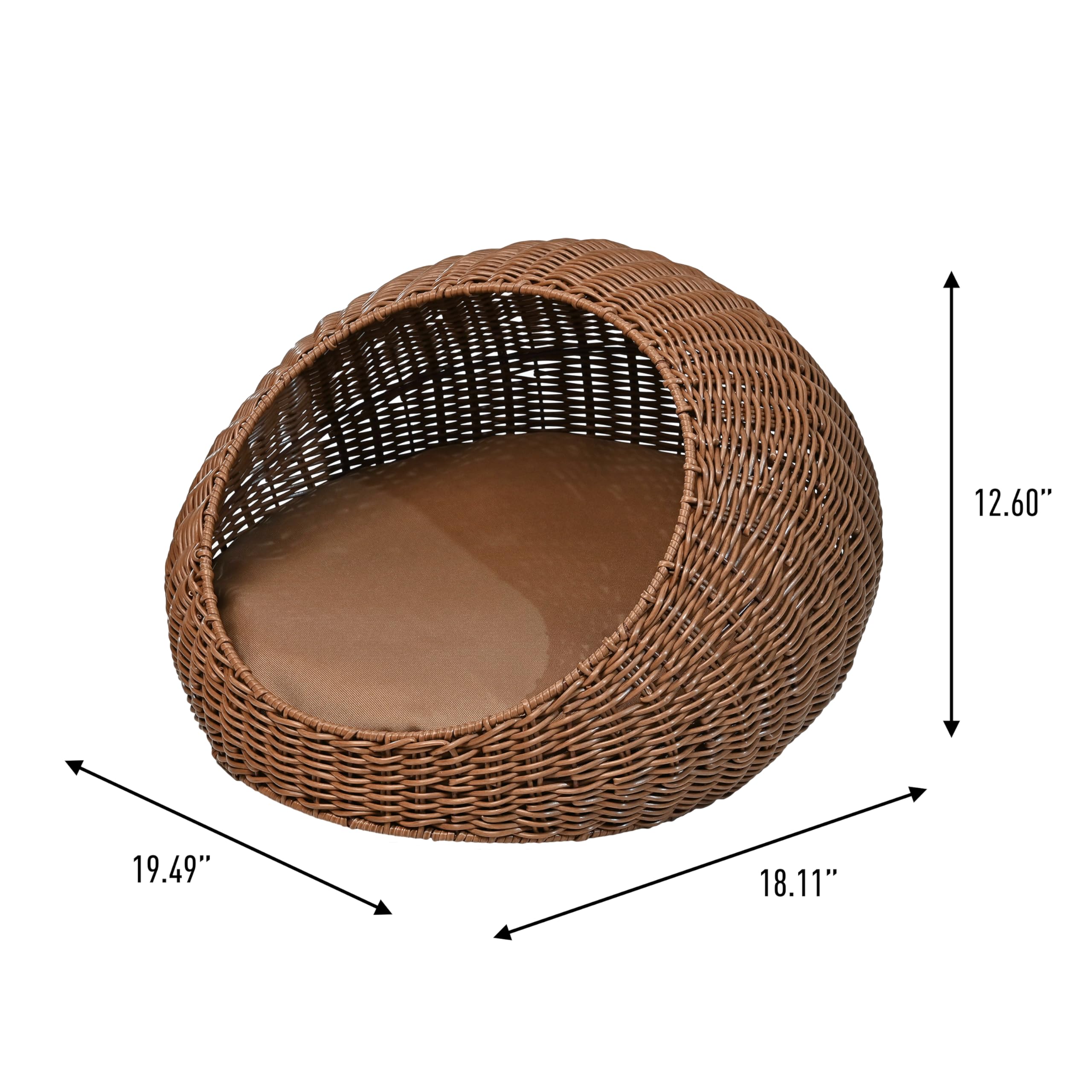Fiora Circular Faux Wicker Pet Bed with Washable Cushion