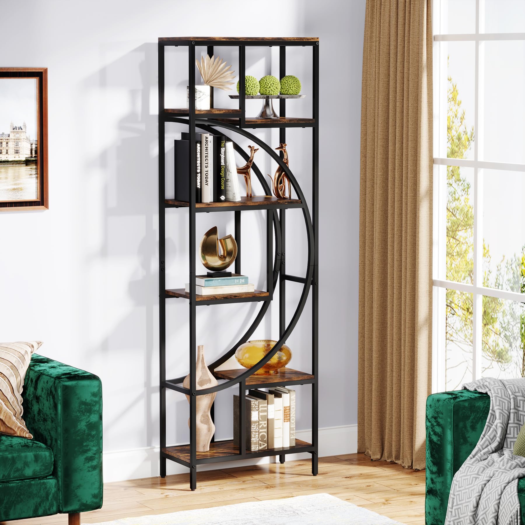 Geometric Bookshelf 70.9" Tall 7-Shelf Storage Unit