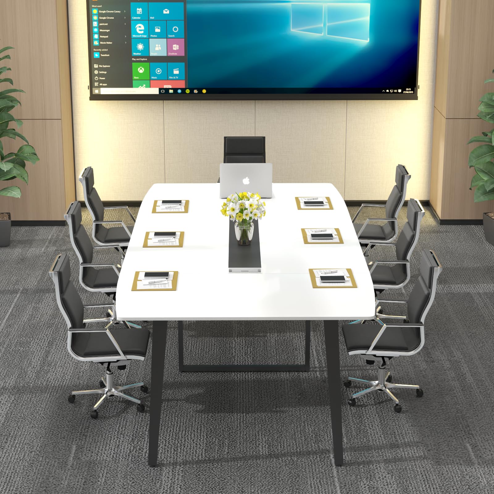 8FT Conference Table with Grommet - Boat Shaped Meeting Desk