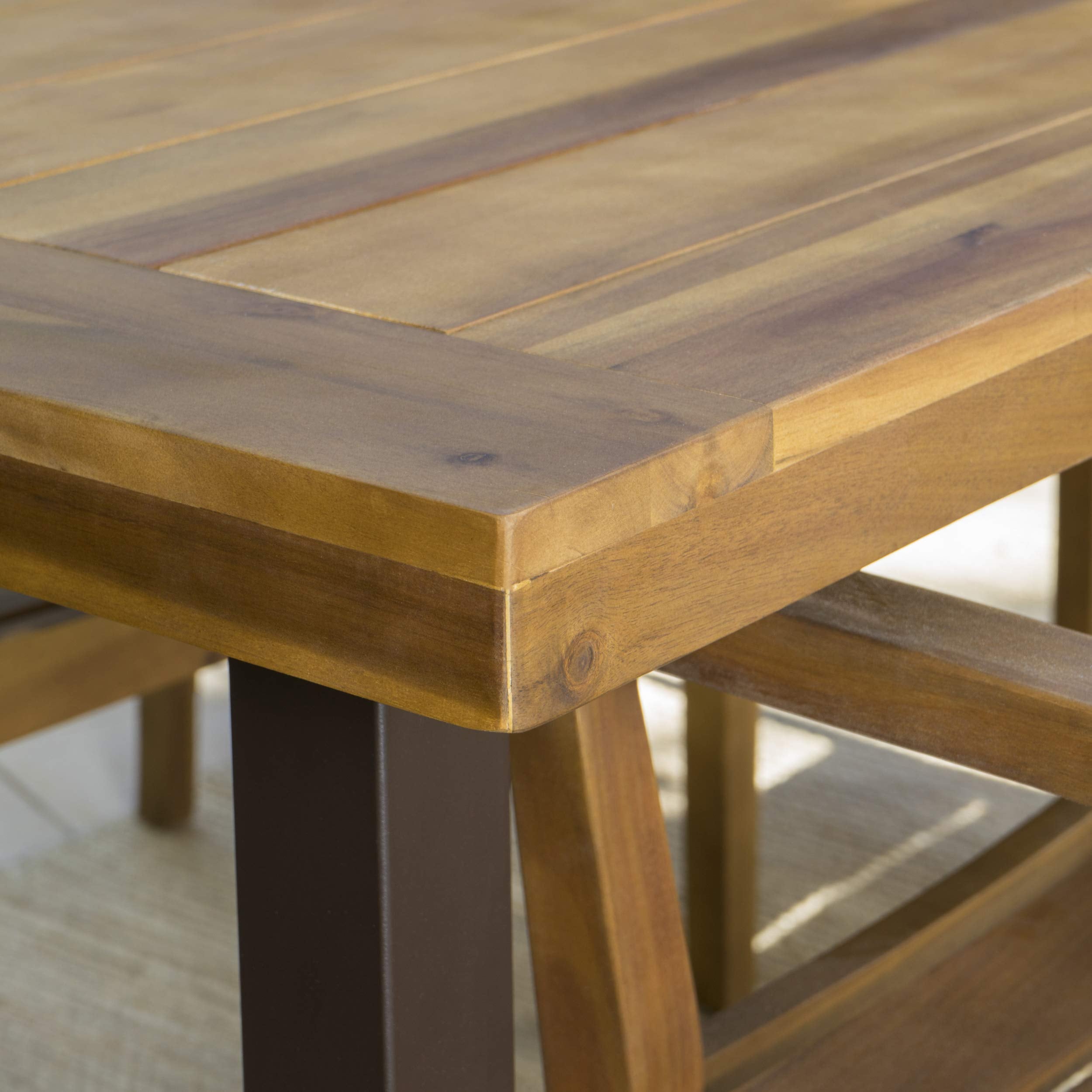 Acacia Wood Outdoor Dining Table with Teak Finish