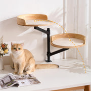 Double Cat Desk Bed - 360° Rotating Height Adjustable