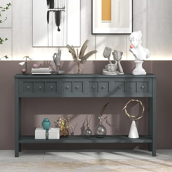 Ancent Console Table with Drawers and Shelf