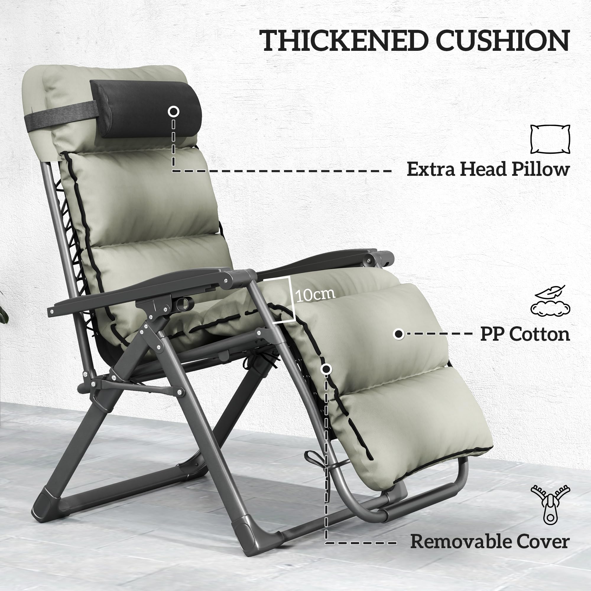Zero Gravity Reclining Lounge Chairs Set of 2 with Cushions and Cup Holders