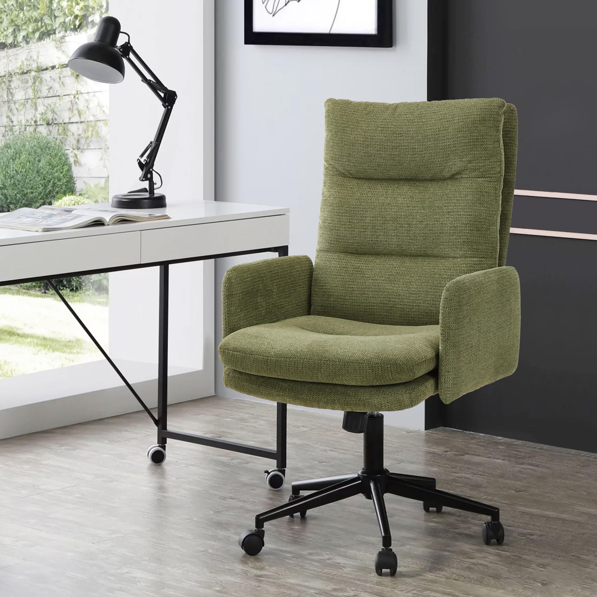 High-Back Upholstered Office Chair with Adjustable Armrests