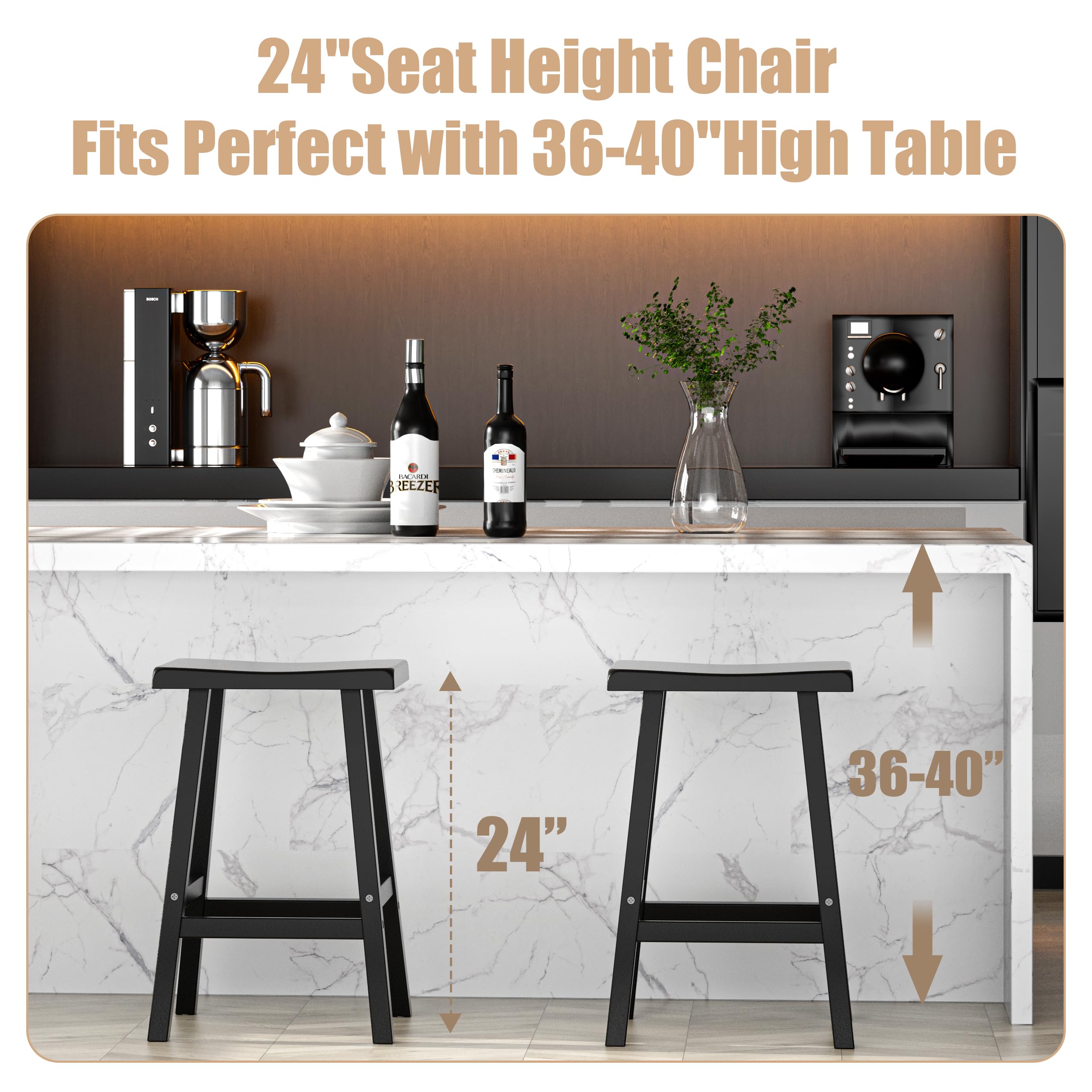 Waterproof Resin Bar Stools Set of 2