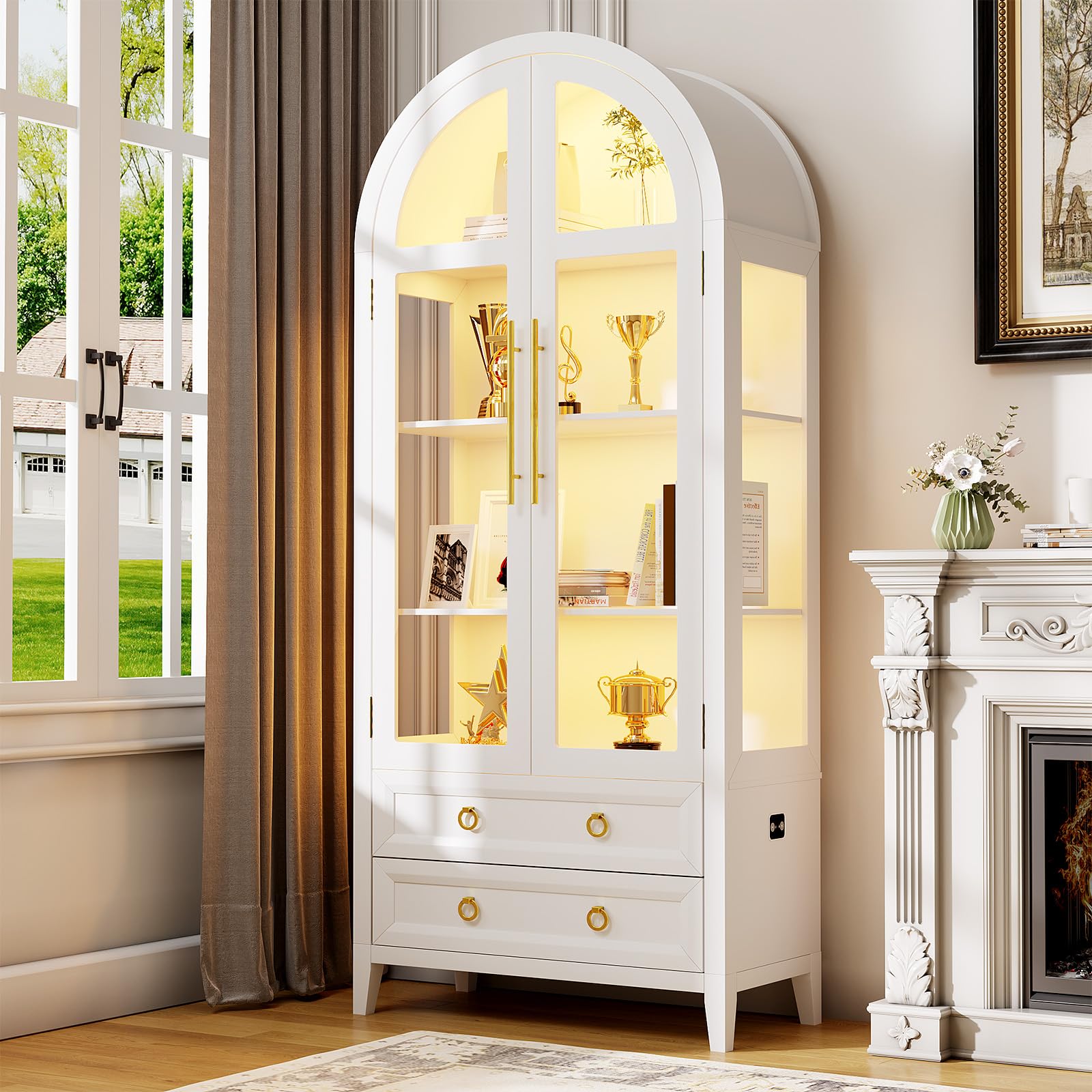 Arched Display Cabinet with LED Lighting