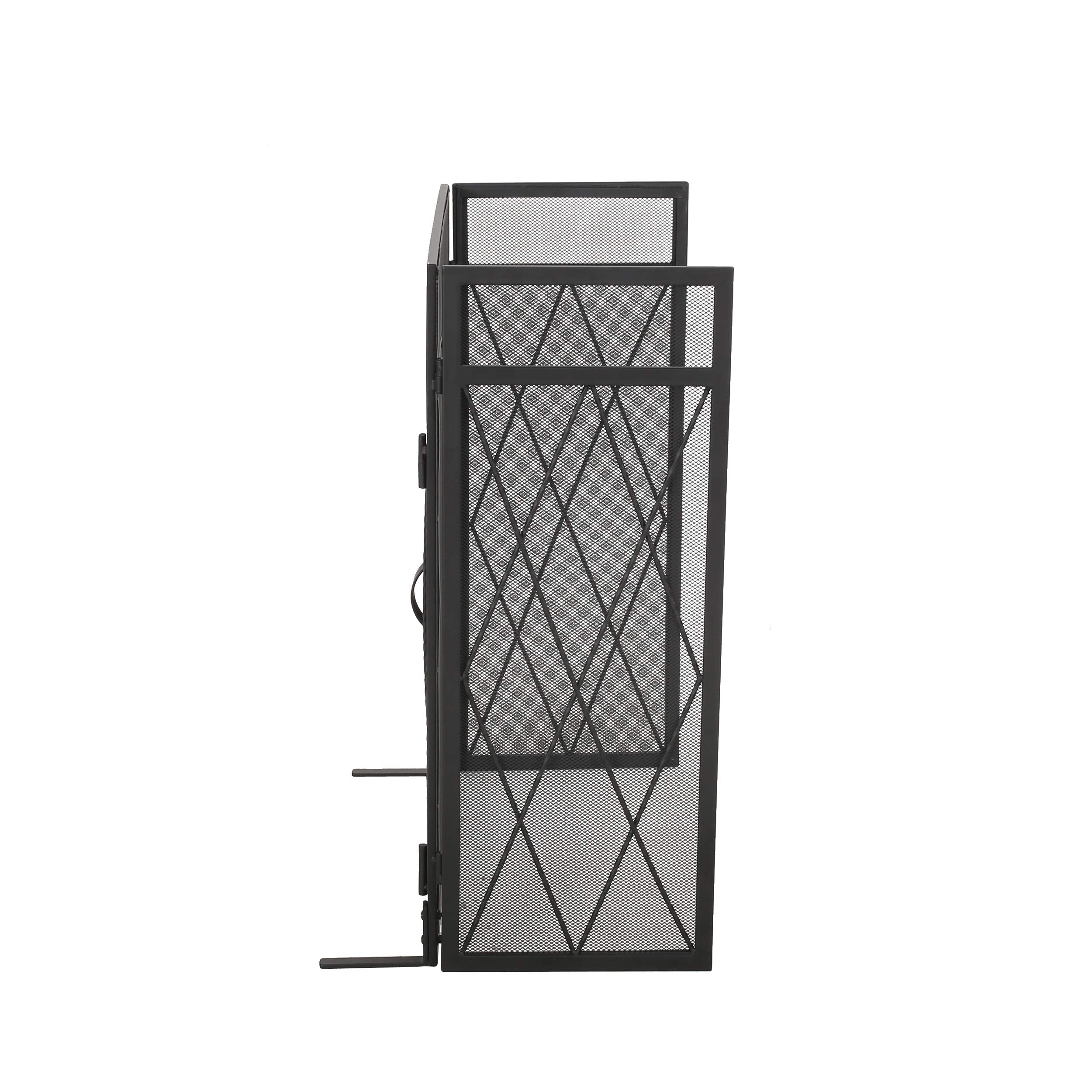Modern Iron Folding Fireplace Screen with Door