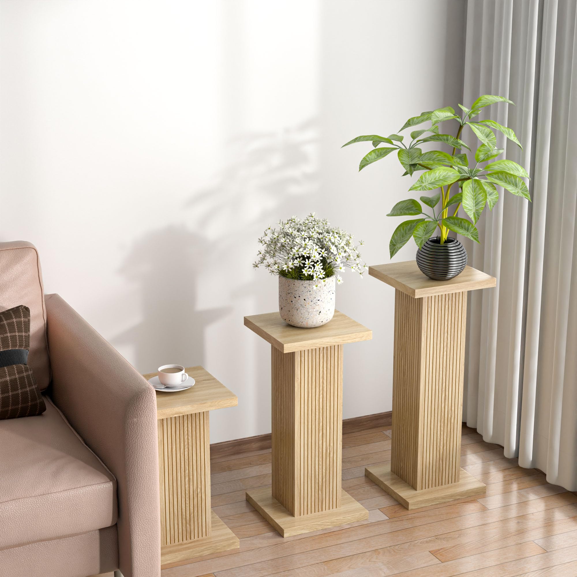 3-Piece Wood Plant Stand Set