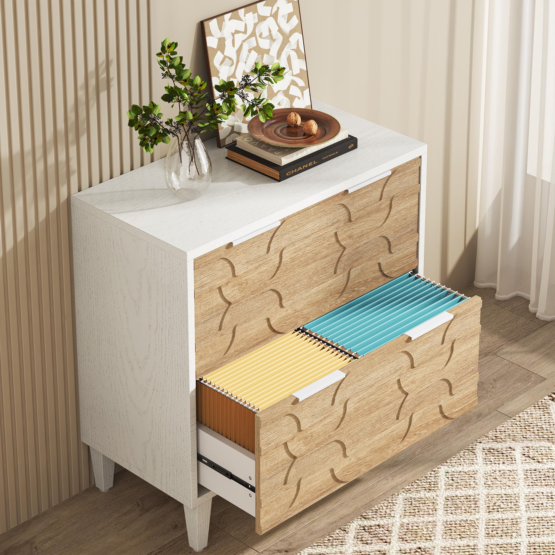 2-Drawer Lateral File Cabinet with Printer Stand