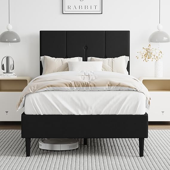 Full Size Pink Upholstered Platform Bed Frame