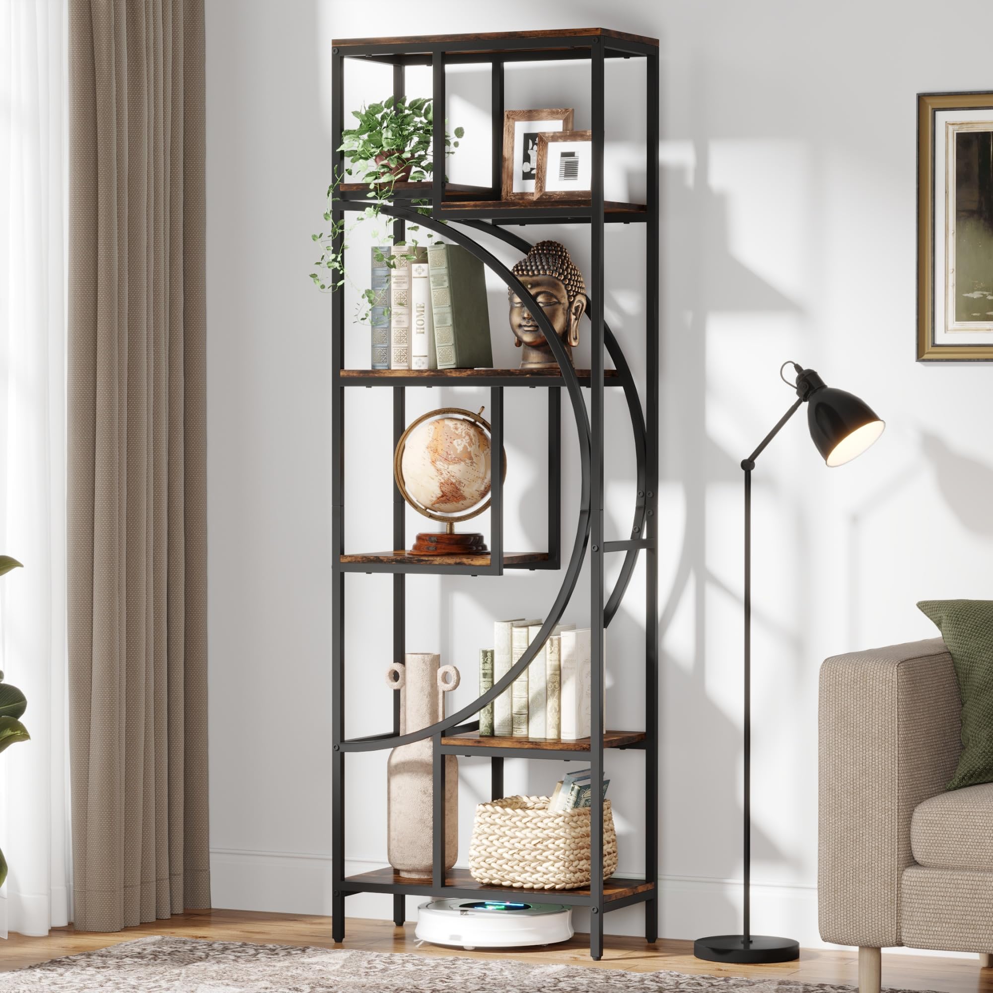 Geometric Bookshelf 70.9" Tall with 7 Shelves