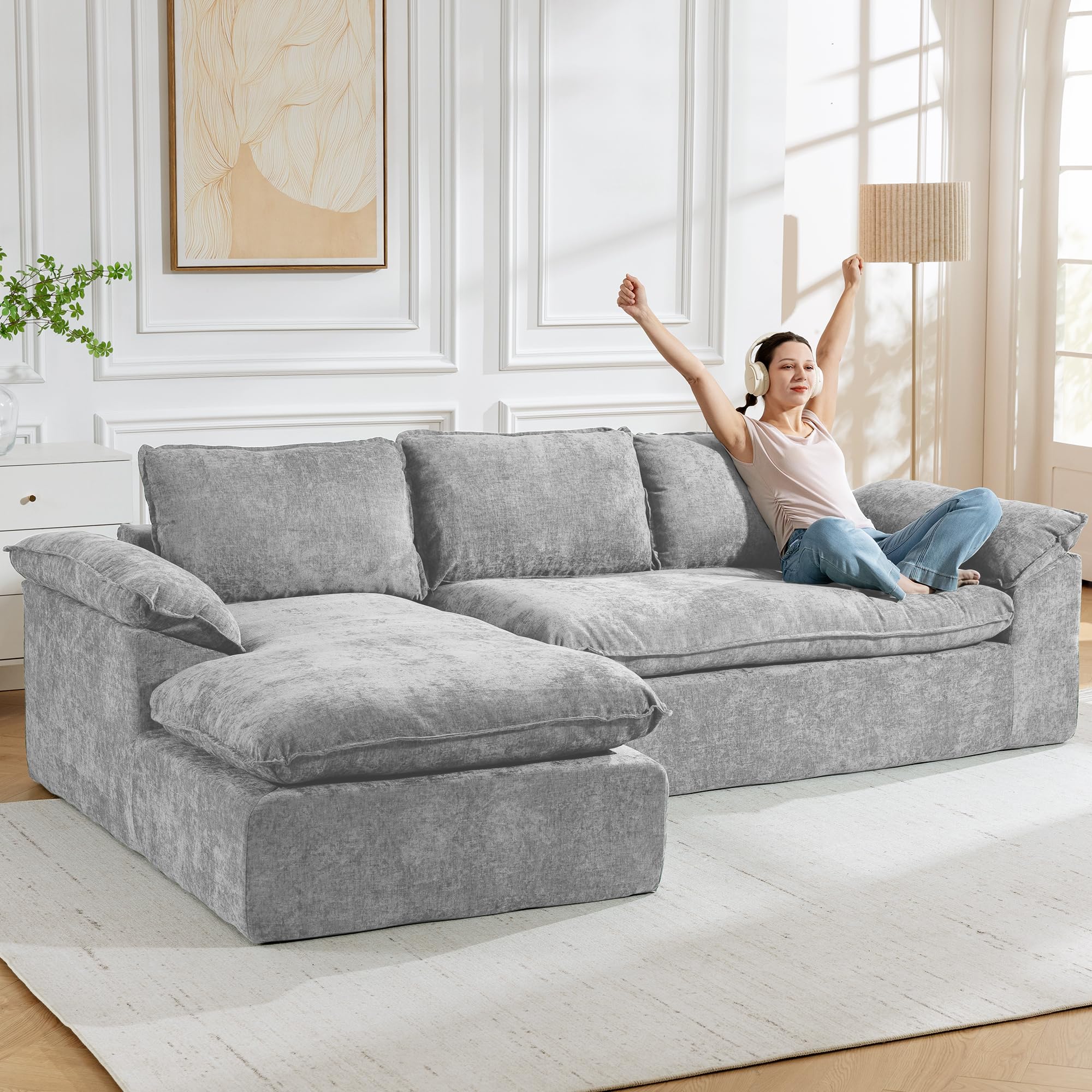 108" Modular Sectional Sofa with Deep Seat and Chaise
