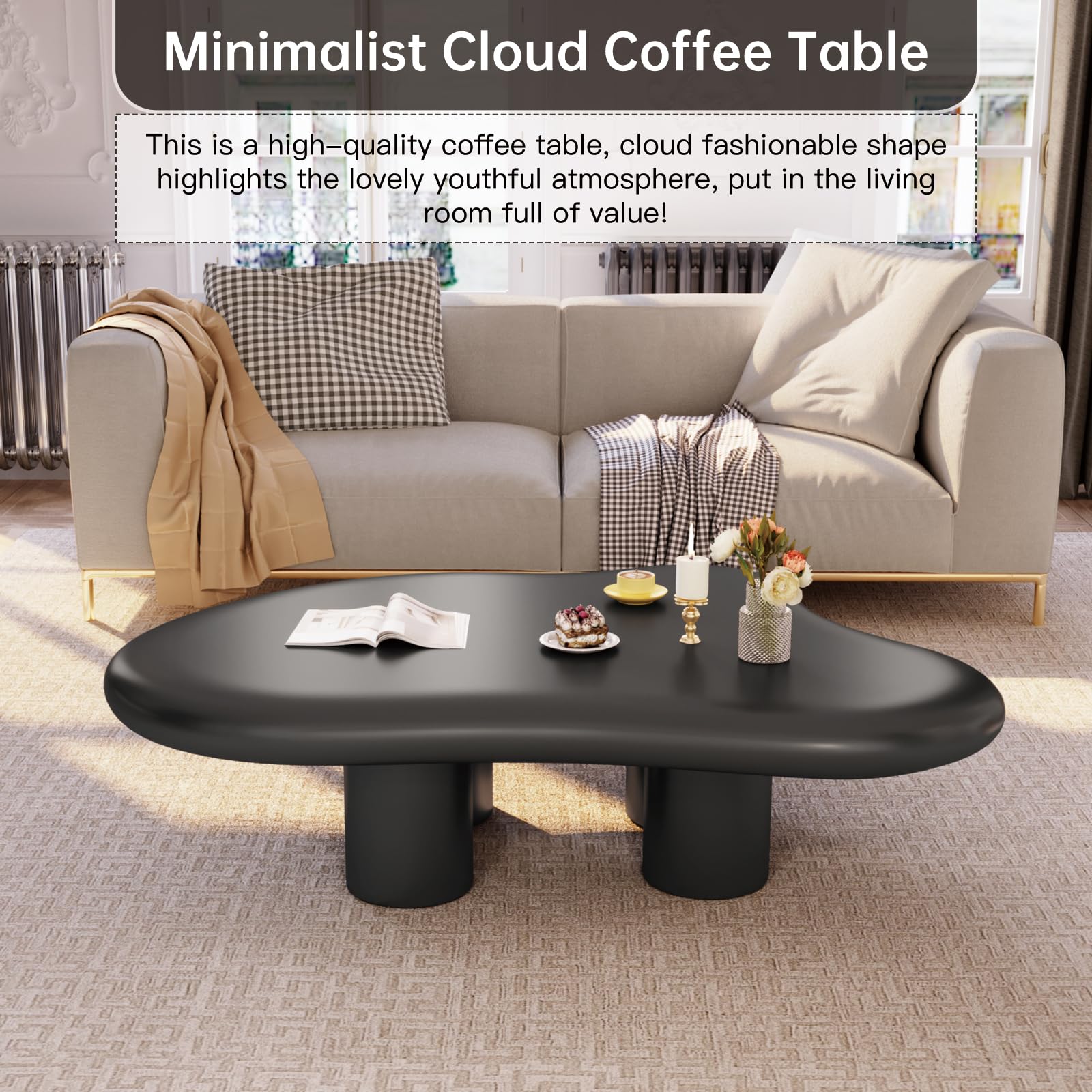 Cloud-Shaped Coffee Table with 4 Legs