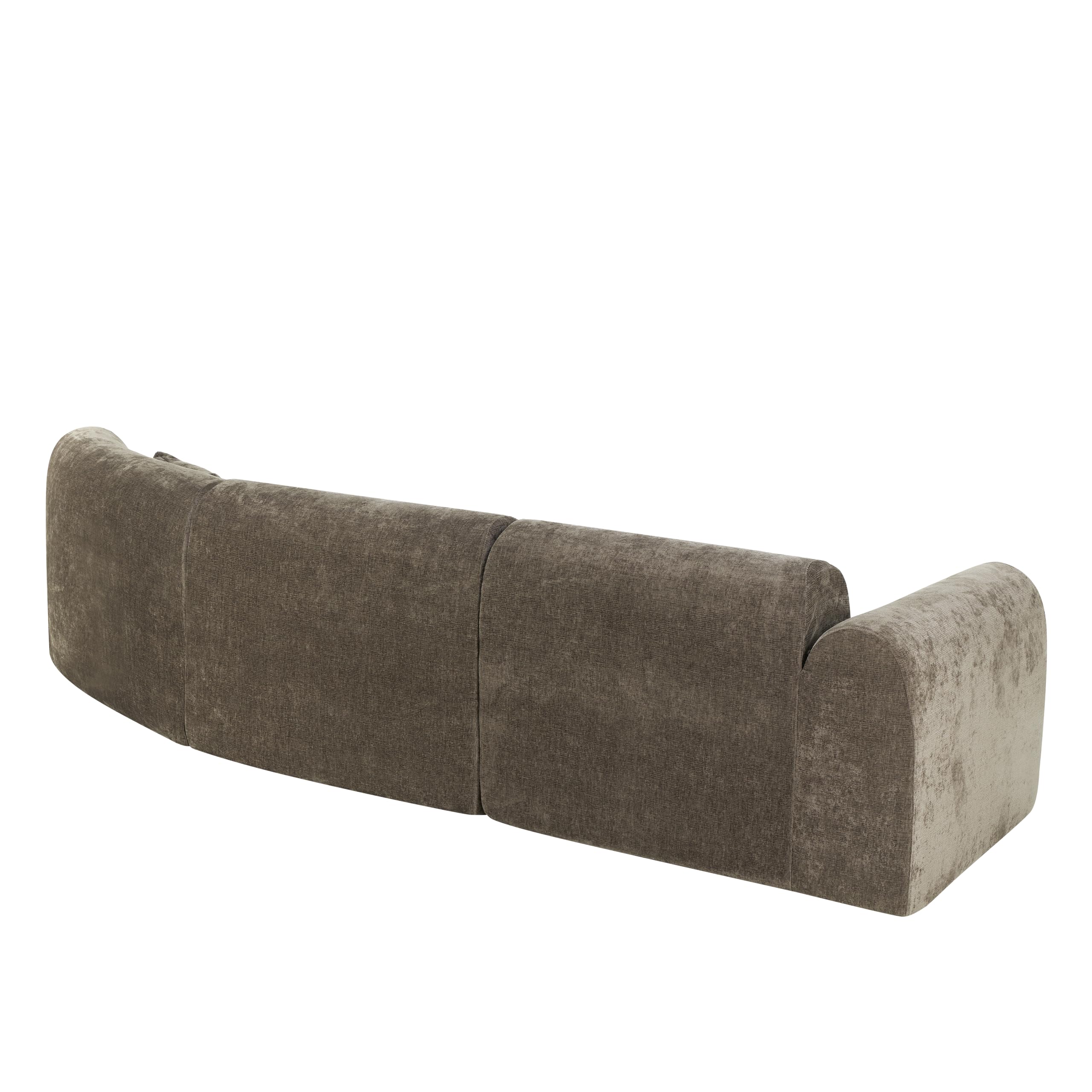 Merax 3-Piece 140" Curved Polyester Sectional Sofa Set, 7 Seat Modern Cloud Couch with Chaise Lounge,3 Pillows, Fully Assembled for Living Room, Dark Brown