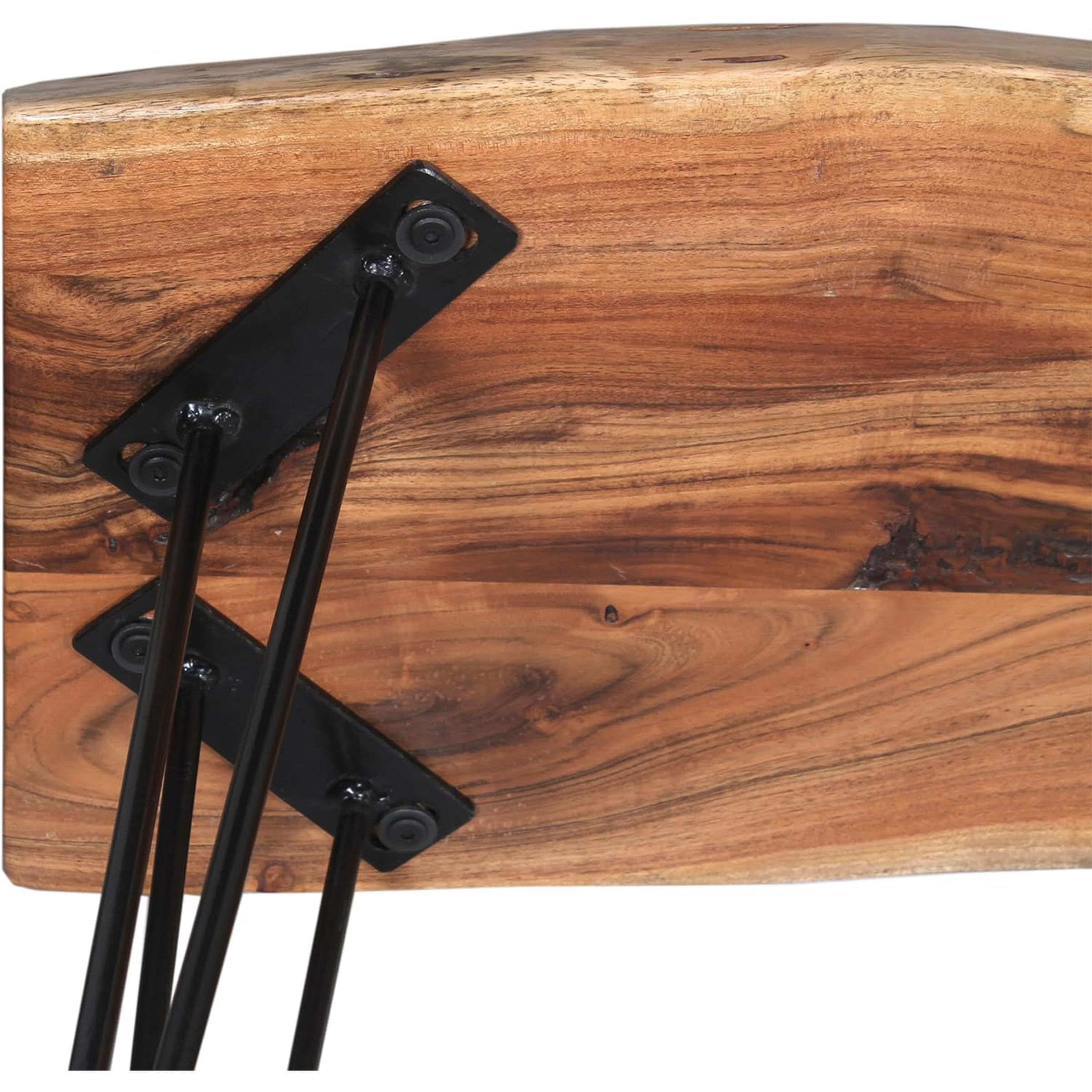 Live Edge Solid Wood Bench with Metal Hairpin Legs 36 Inch