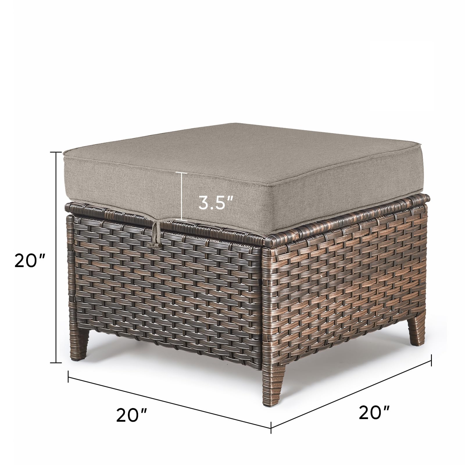 Outdoor Wicker Ottoman Side Table - 2 Piece Set