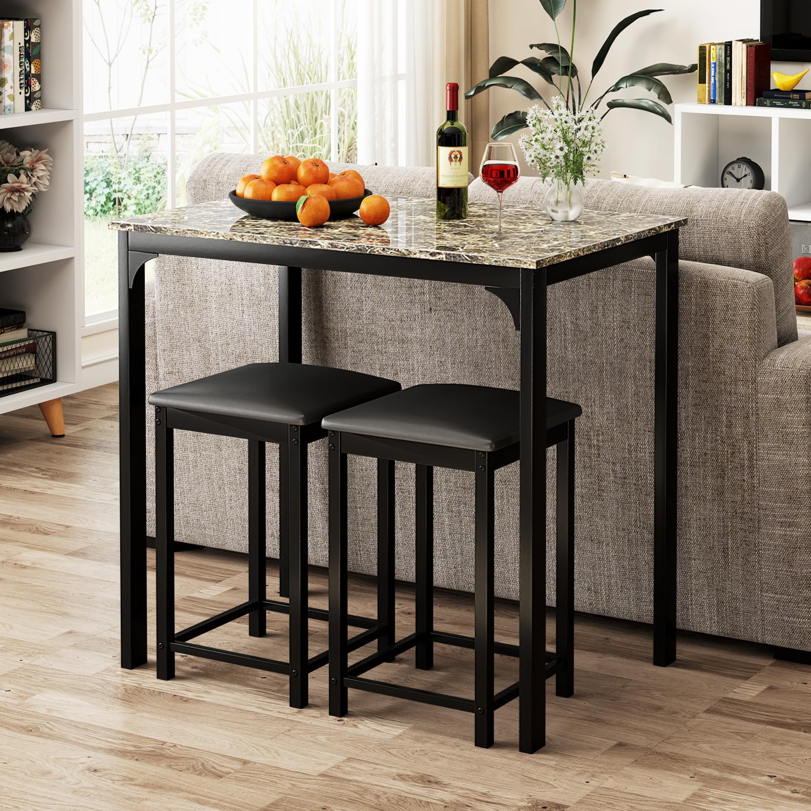 3-Piece Counter Height Dining Set with Bar Stools