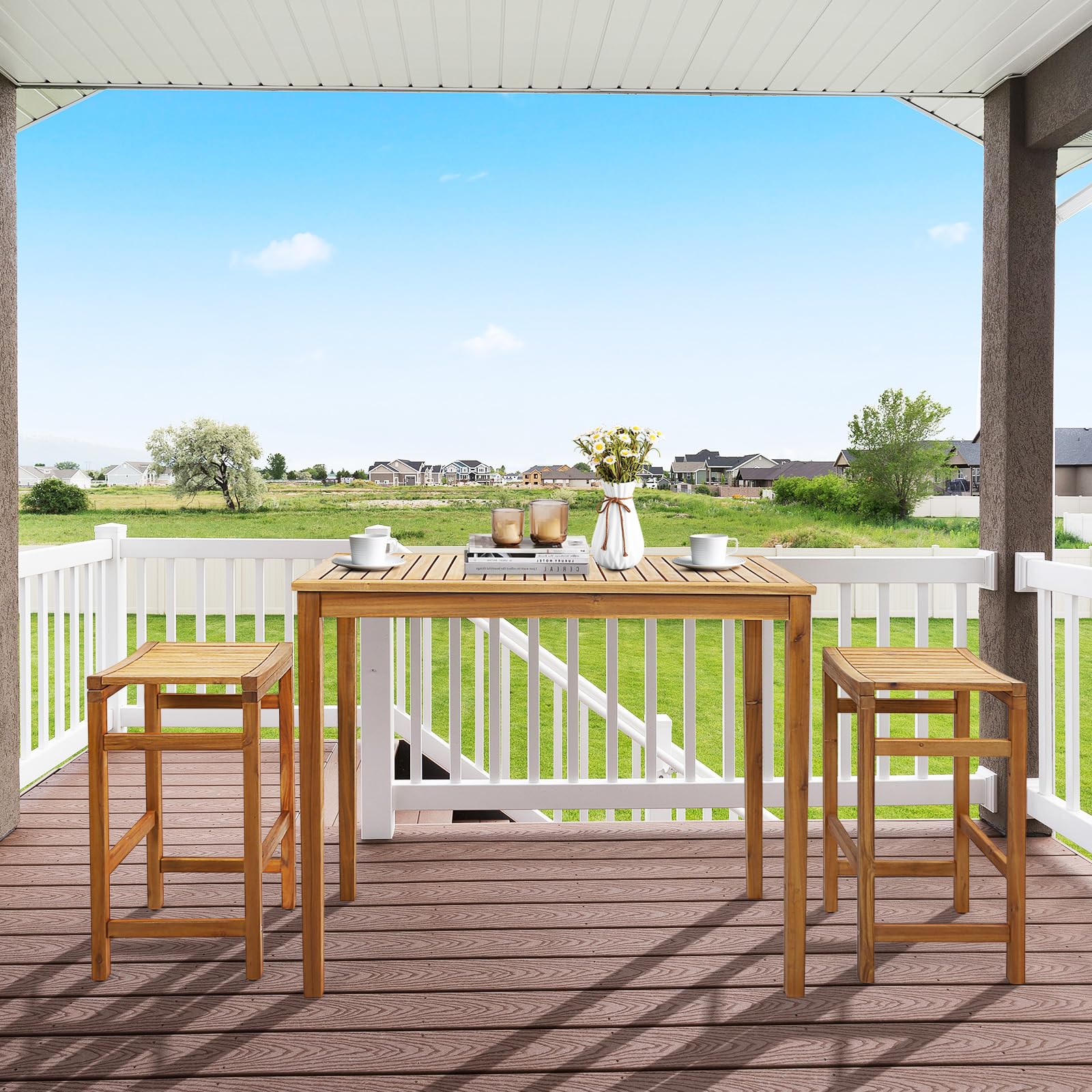 Outdoor Acacia Wood Bar Table