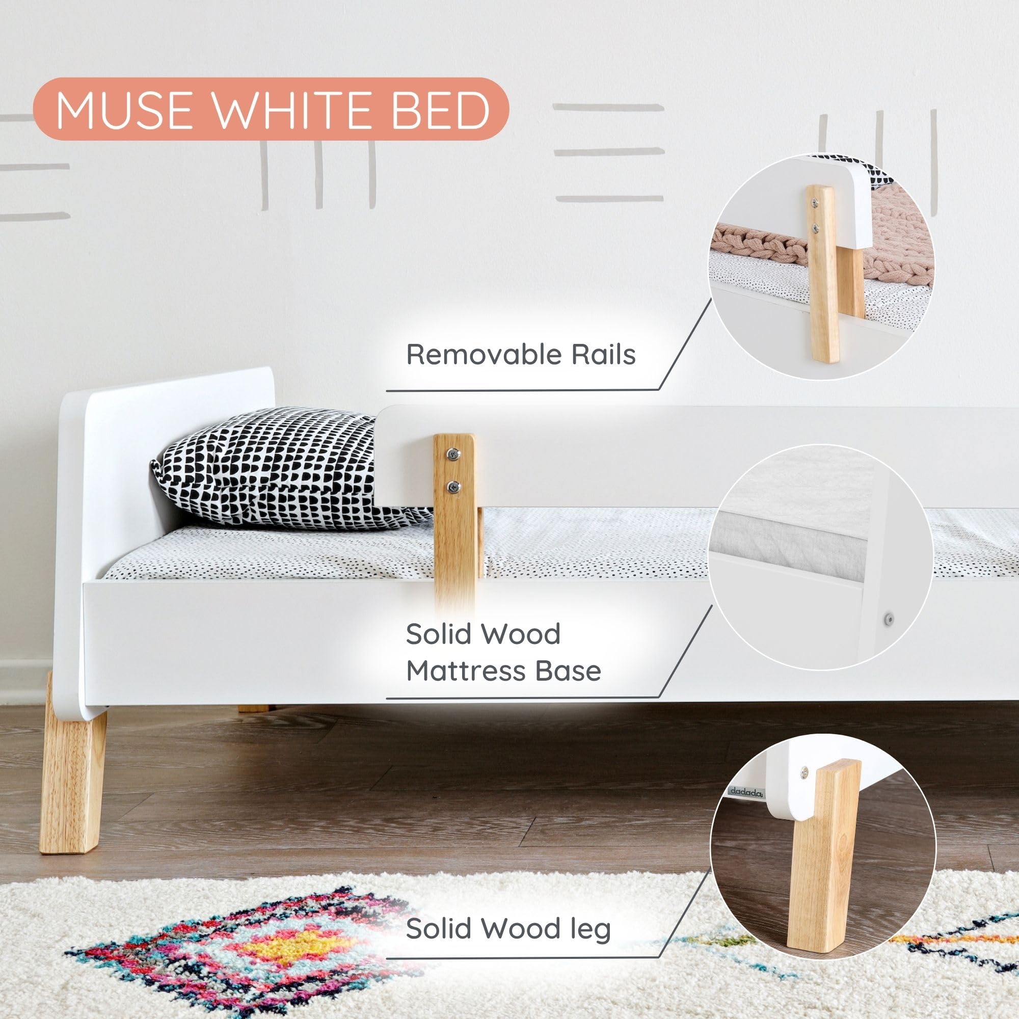 Muse Toddler Bed with Safety Rails