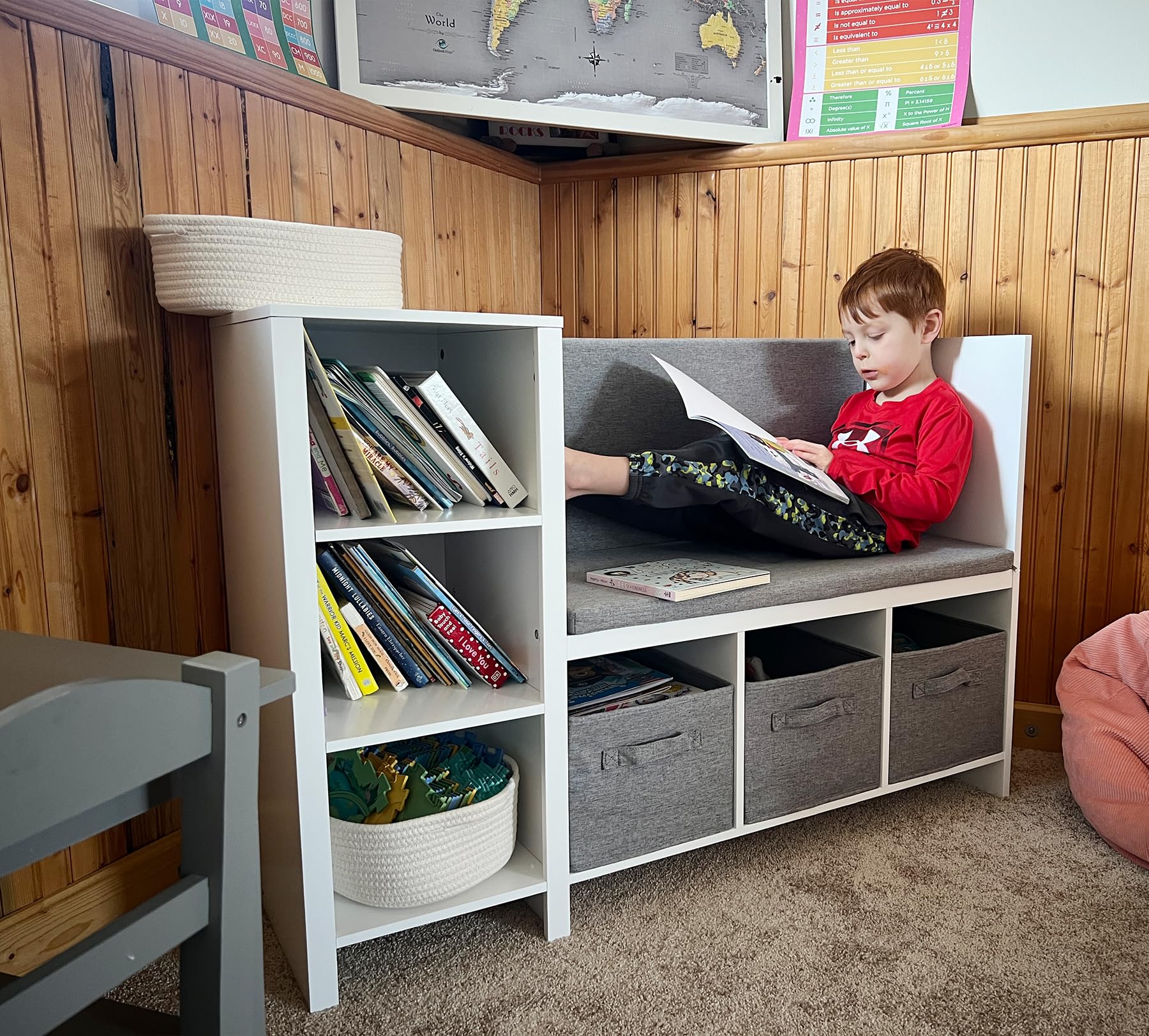 Kids Reading Nook Bench with Storage