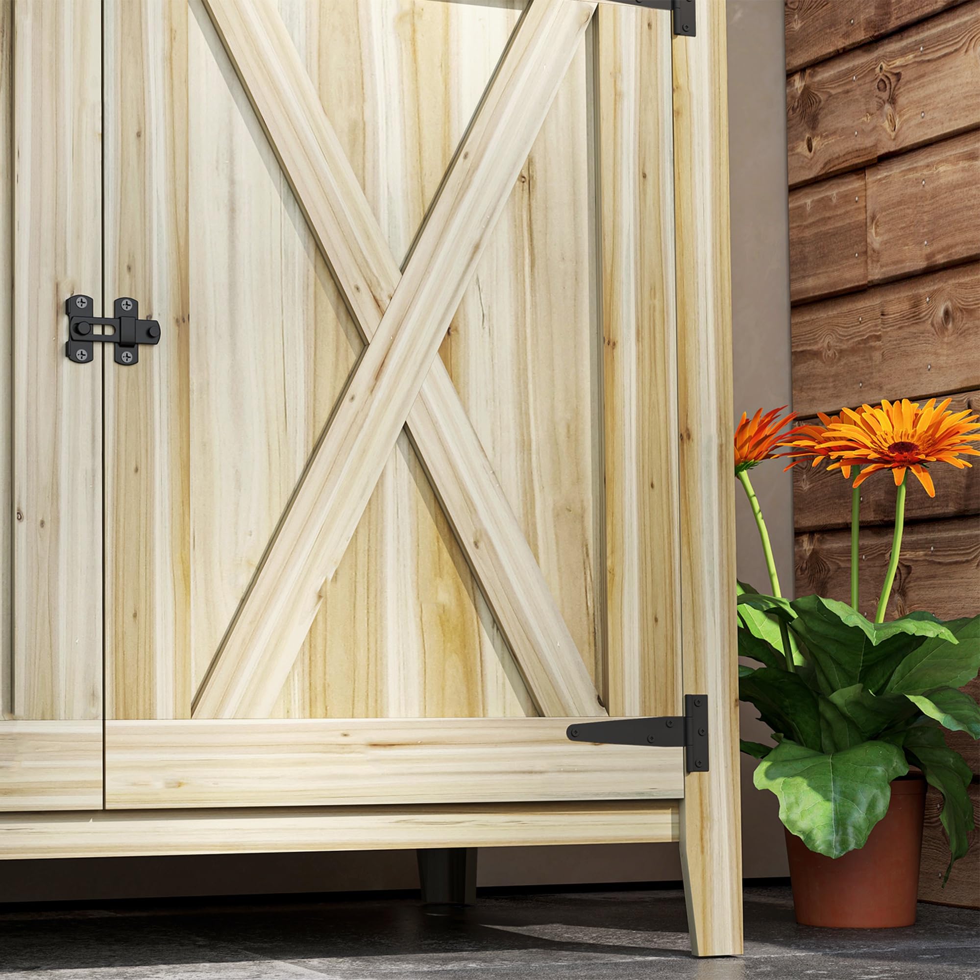 Wood Garden Shed with Inner Shelf and Double Doors