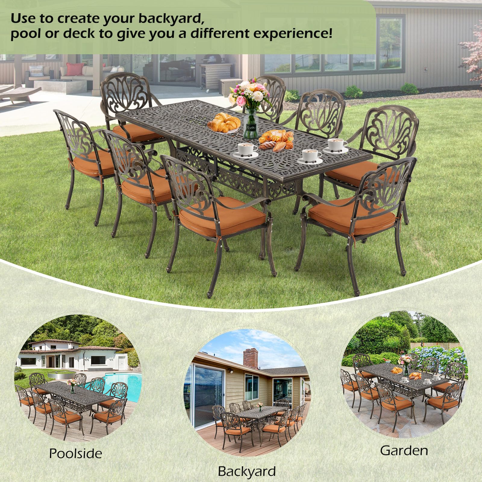 9-Piece Cast Aluminum Outdoor Dining Set