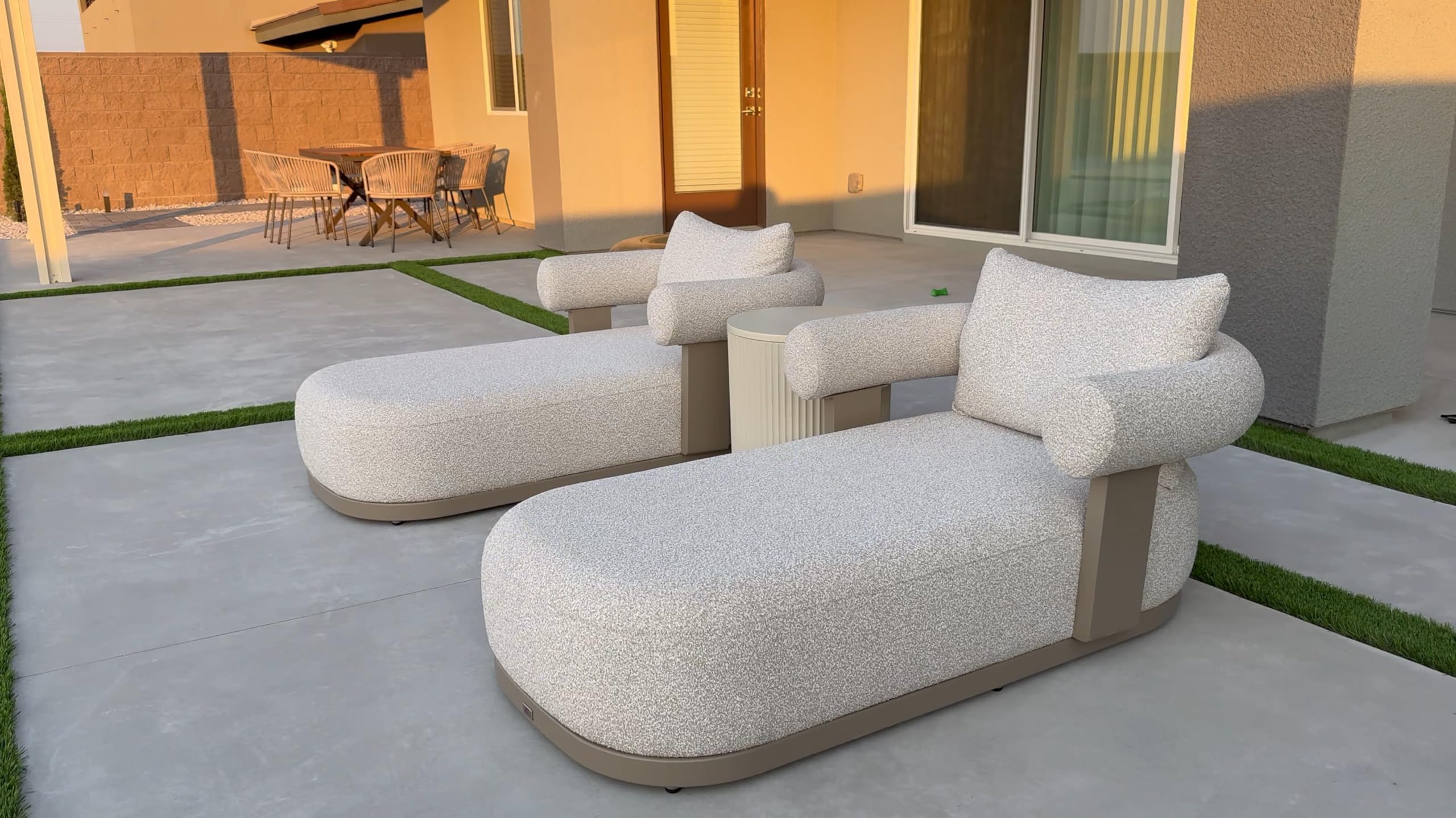 Outdoor Chaise Lounge Chair with Lumbar Pillow and Armrest
