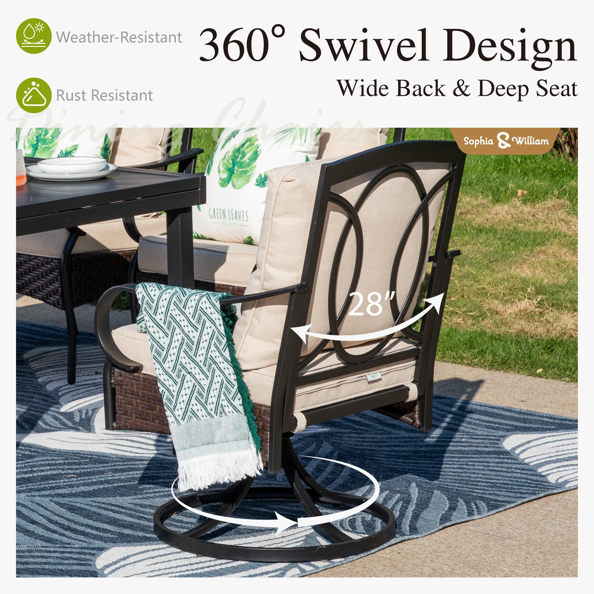 8-Piece Metal Outdoor Dining Set with Swivel Chairs