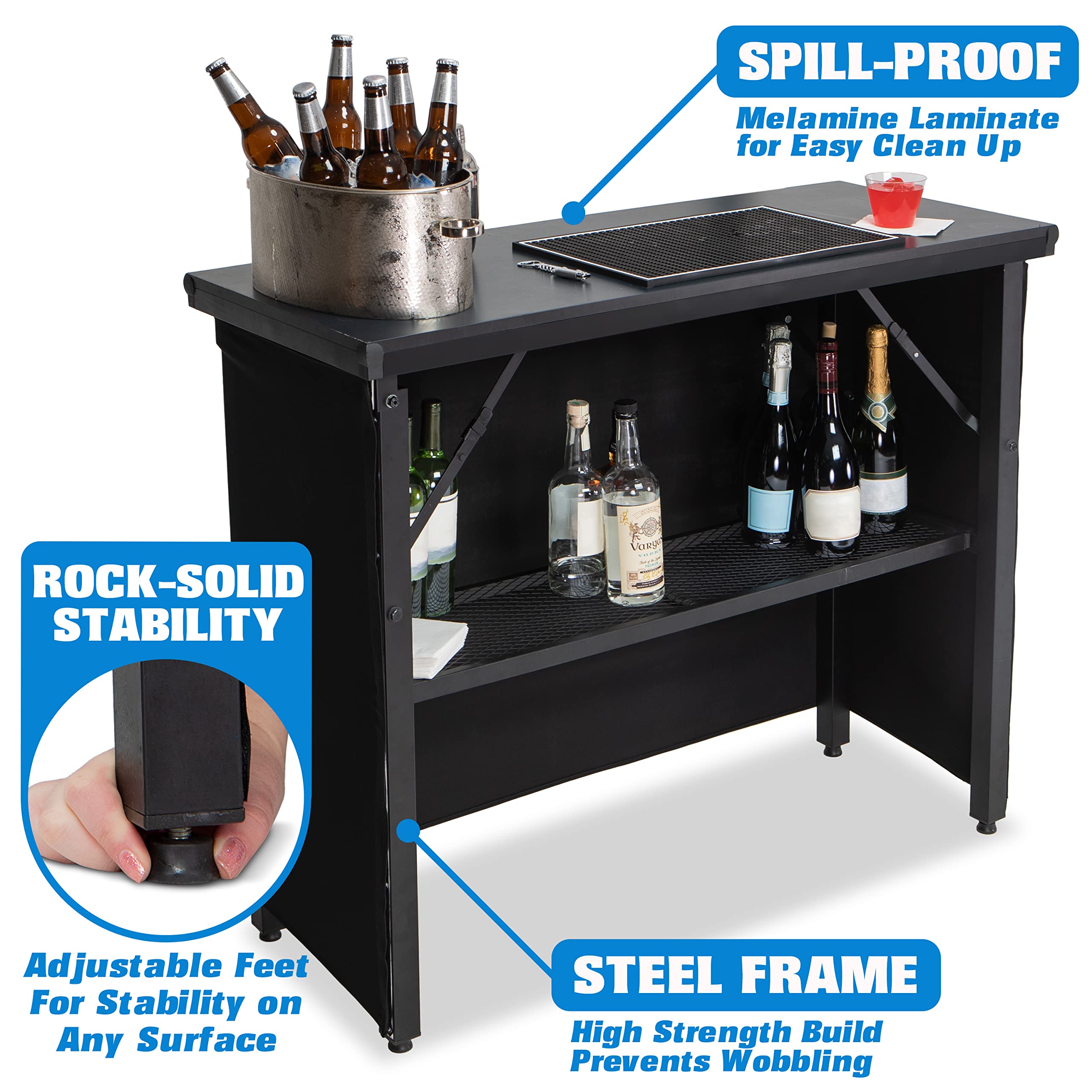 Professional Portable Bar Table with Skirt and Case