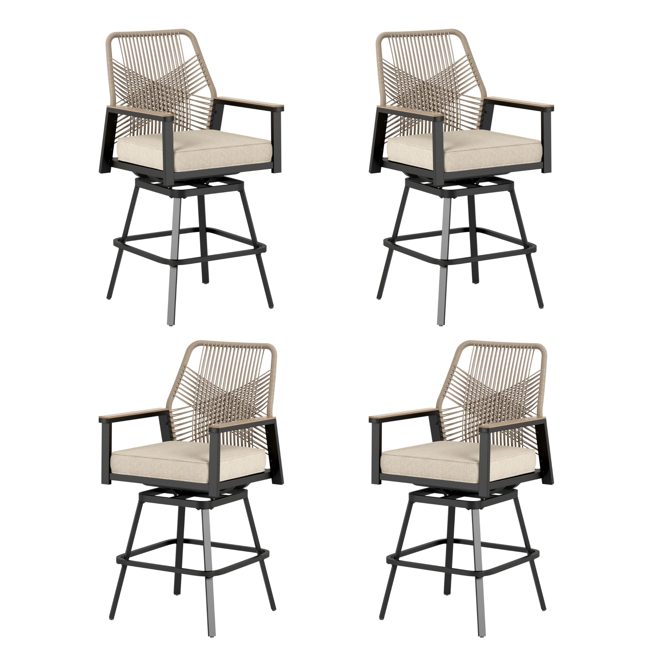 Swivel Bar Stools Set of 4 with Cushions
